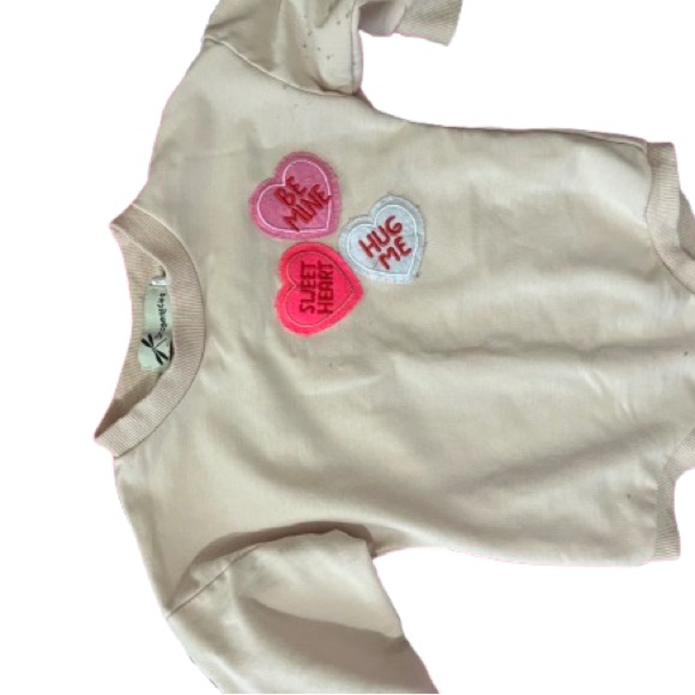 Kenzo Cream and Pink Long Sleeve Tee with Heart Designs